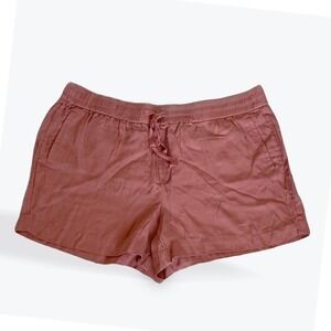 Loft Terracotta Lyocell Herringbone Shorts XL Petite Elastic Drawstring Rust